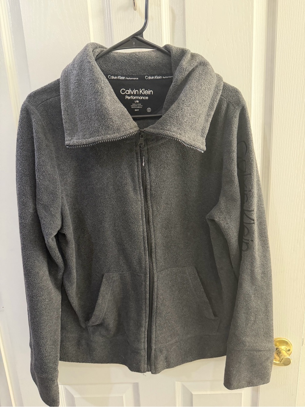Calvin Klein Performance Charcoal Gray Full-Zip Fleece Jacket